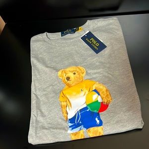 NEW Polo Ralph Lauren Gray Tropical Beach Bear Short Sleeve T Shirt